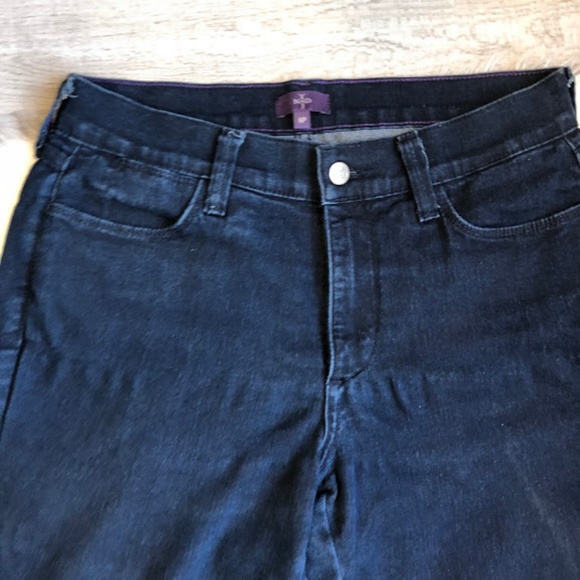 🔥NYDJ Black Cotton Denim Wide Leg Embellished - Picture 2 of 7